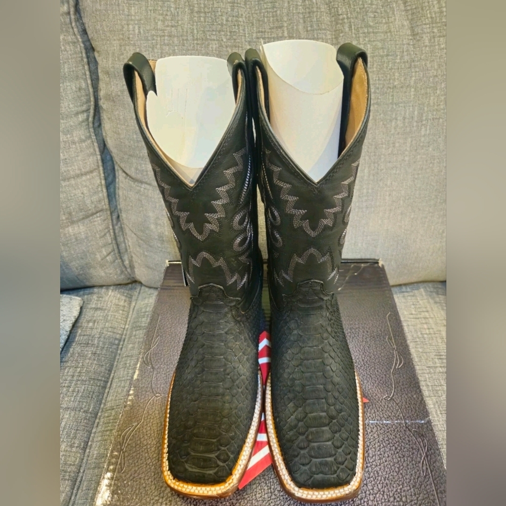 RED DIAMOND Rodeo Exotic Python Black Western Boots Men Sizing - Picture 6 of 8